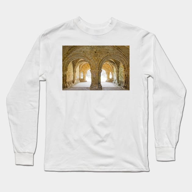 Kirkstall Abbey Cloisters Long Sleeve T-Shirt by zglenallen